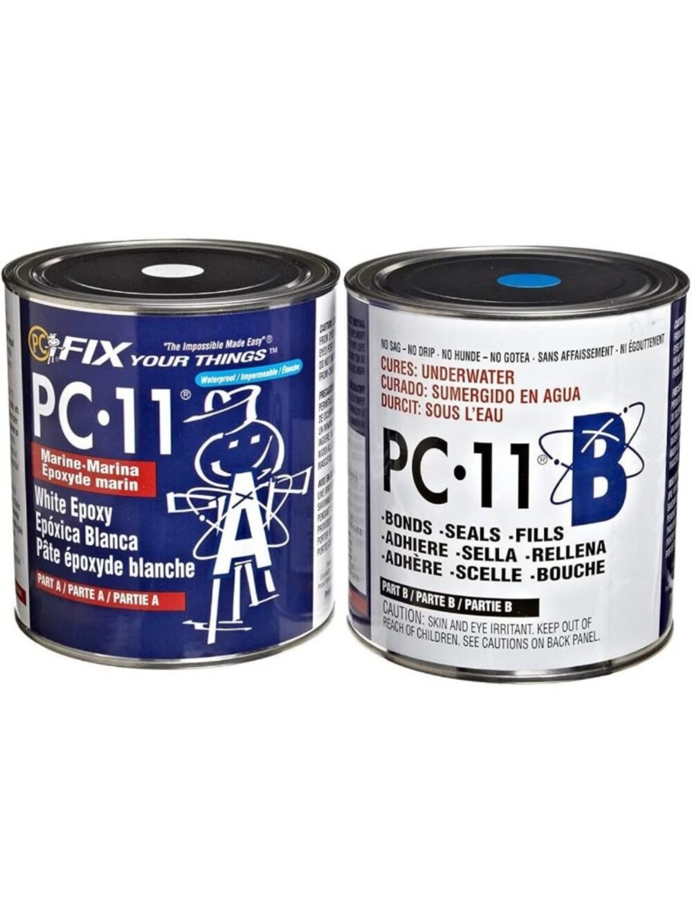 Two-Part Marine Epoxy Adhesive Paste, Off White, 8 lb - Strong Waterproof Repair